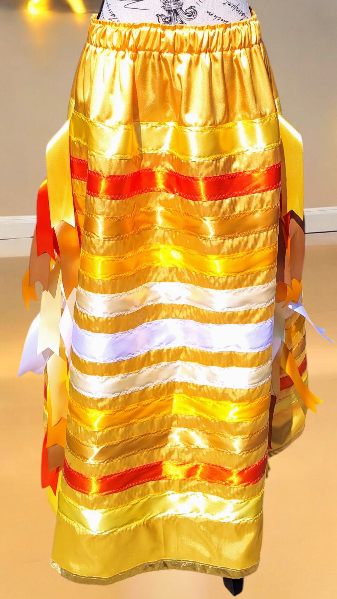 Native American Ribbon Skirt Sunrays Ribbon Skirt Yellow Ribbon