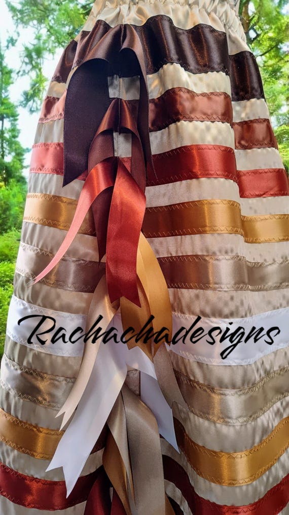 Native American Ribbon Skirt Earthtones Ribbon Skirt Beige/tan