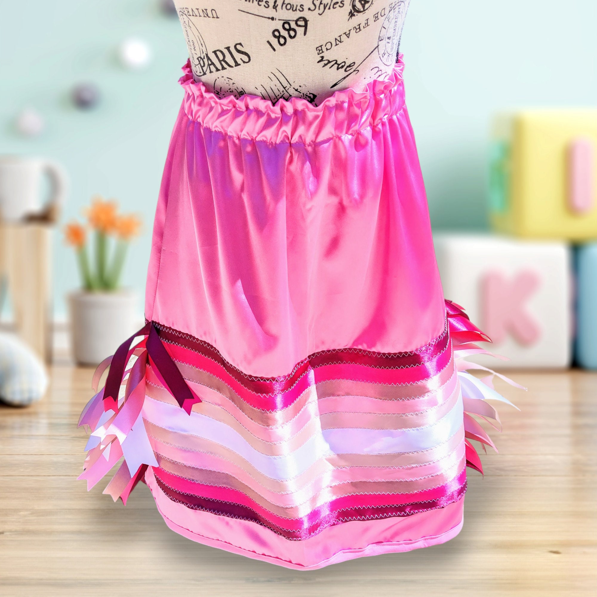 Native American Cherry Blossom Girls Ribbon Skirt Girls Pink