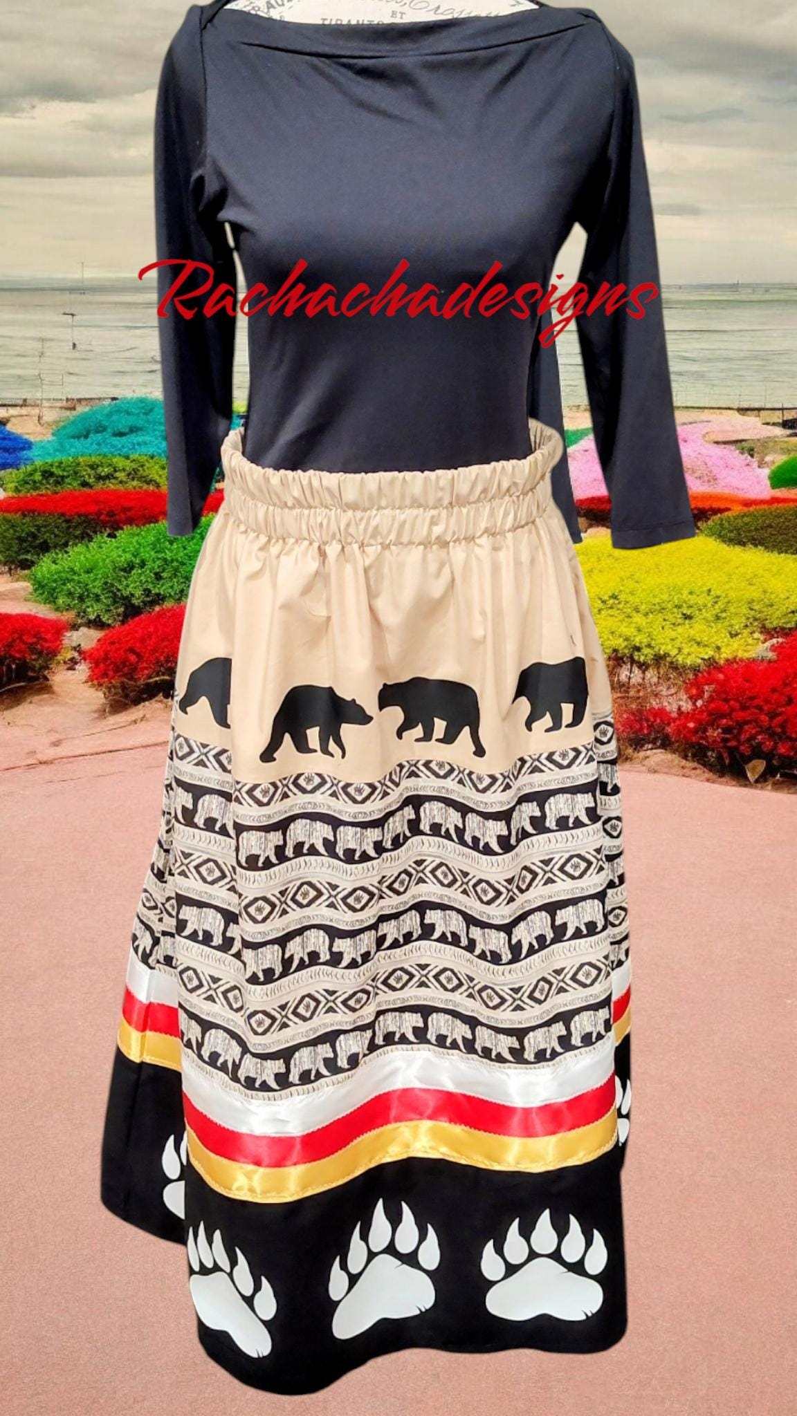 Ribbon Skirt Bear Clan Ribbon Skirt Bear Clan Skirt Indigenous Ribbon Skirt Bear Skirt