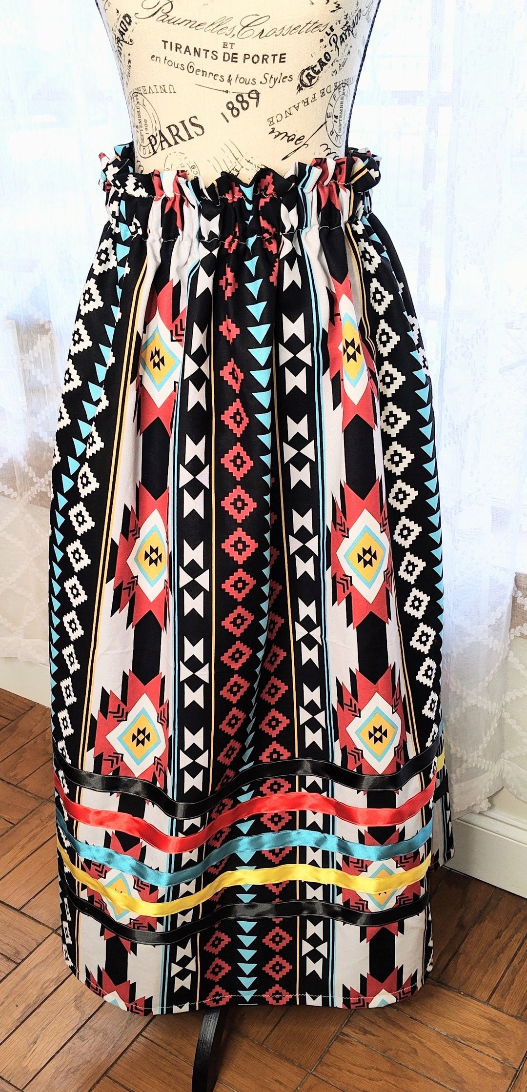 Ribbon Skirt Tribal Black Native American Ribbon Skirt