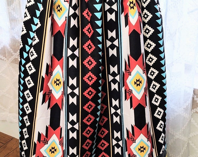 Belted Dress - Black Tribal