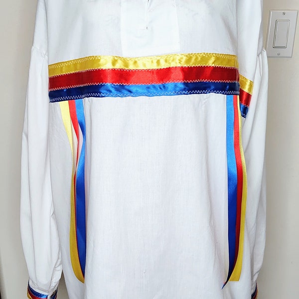 Ribbon Shirt, Native American Ribbon Shirt, Indigenous Ribbon Shirt, Traditional Drop Sleeve Ribbon Shirt