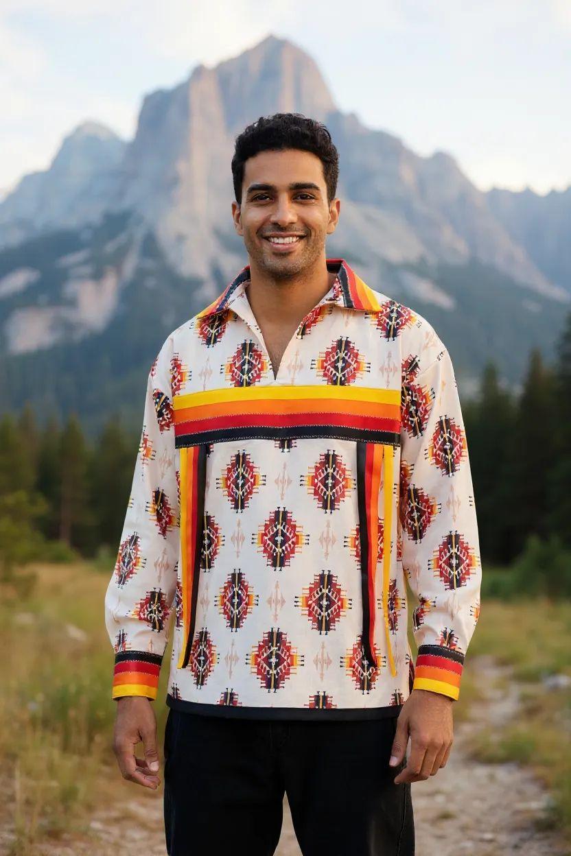 Ribbon Shirt, Fire Color Native American Ribbon Shirt, Indigenous