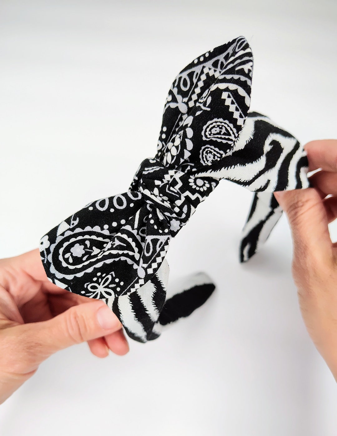 Zebra Print Headband, Zebra Print Headband With Black and White Bandana