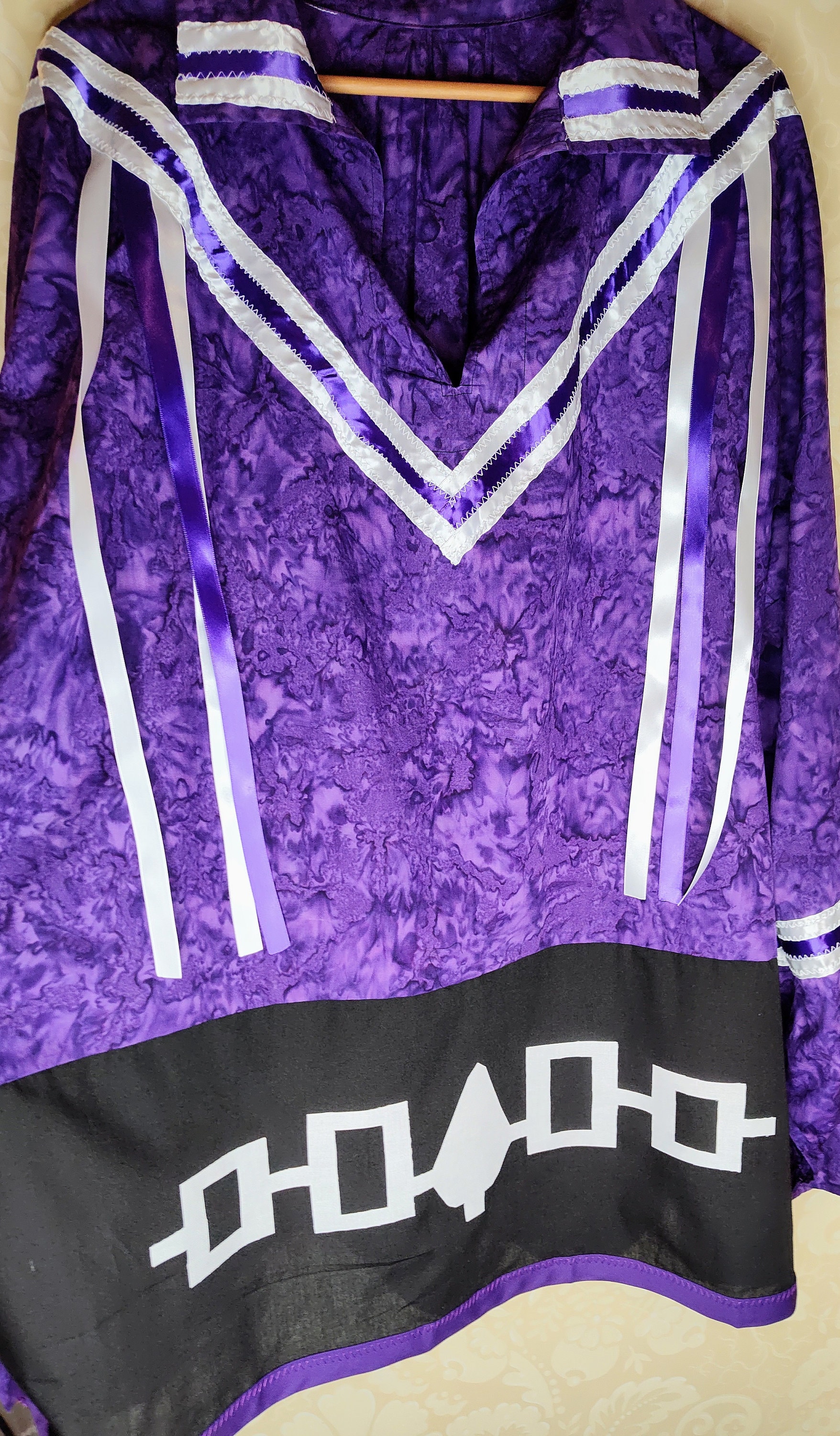 Haudenosaunee Ribbon Shirt, Native American Ribbon Shirt, Purple