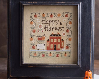 New Release!  Happy Harvest Counted Primitive Cross stitch pattern, Sampler, PDF Download Stitches Through The Years