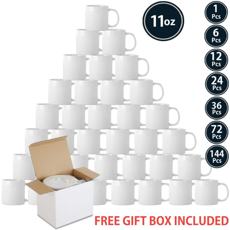 Sublimation Mugs 11oz White Large Handle ORCA Coated Dye Blank Coffee Mug for Heat Press Gift Boxes image 1