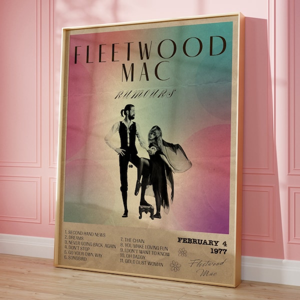 Fleetwood Mac Poster | Rumours | Printable Music Poster | Digital Print | Instant Download | Personalised Poster | Vintage | Wall Art