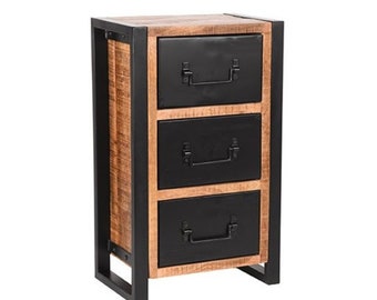Chest of drawers Anuhea in brown mango wood with 3 drawers 750x450x300mm