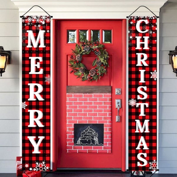 Christmas Decorations Door Banner,Hanging Merry Christmas Decorations for Home, Xmas Decor Wall Front Door
