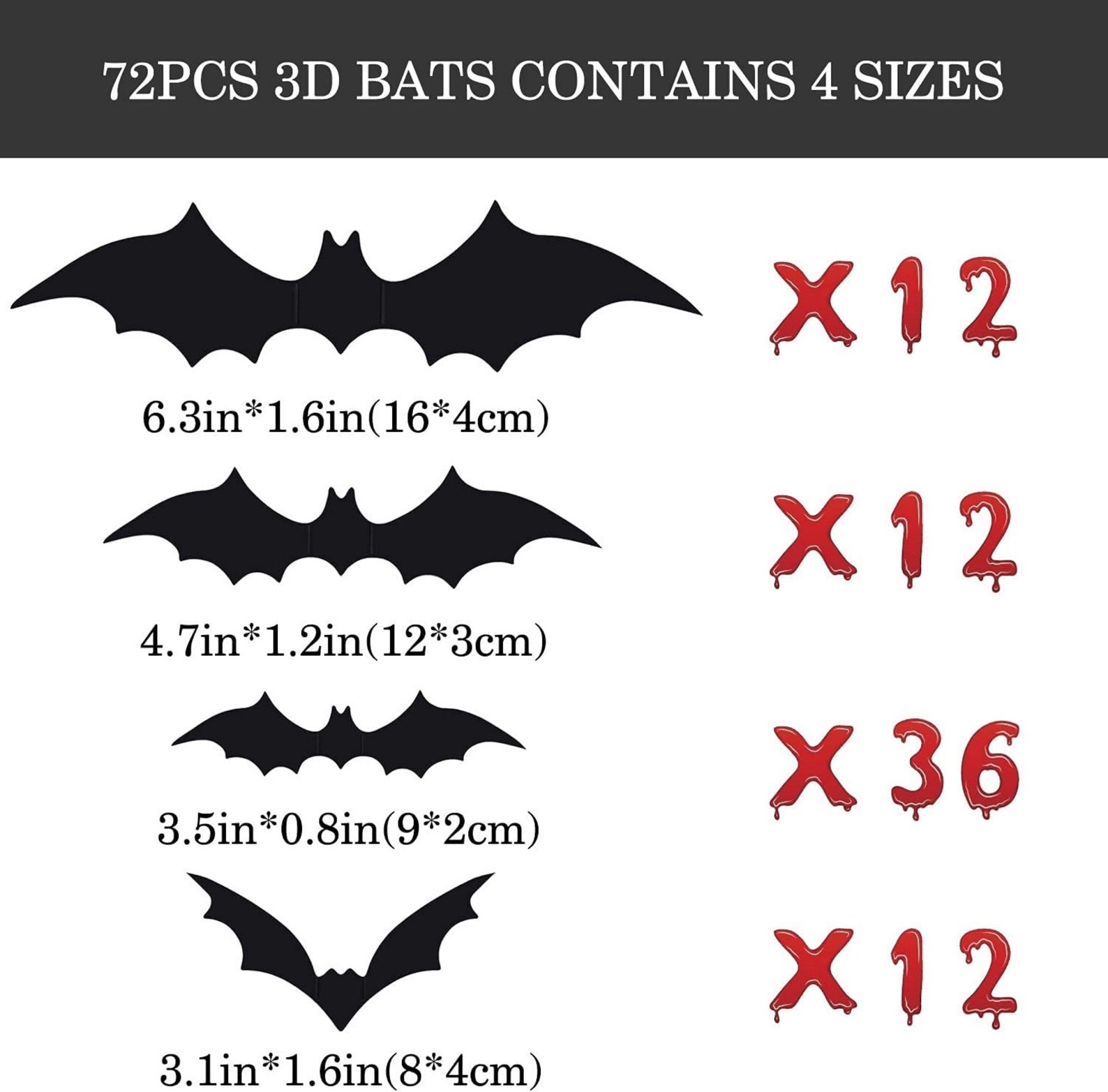 72 Pack 3D Bat Halloween Stickers Halloween Decor Stickers Etsy
