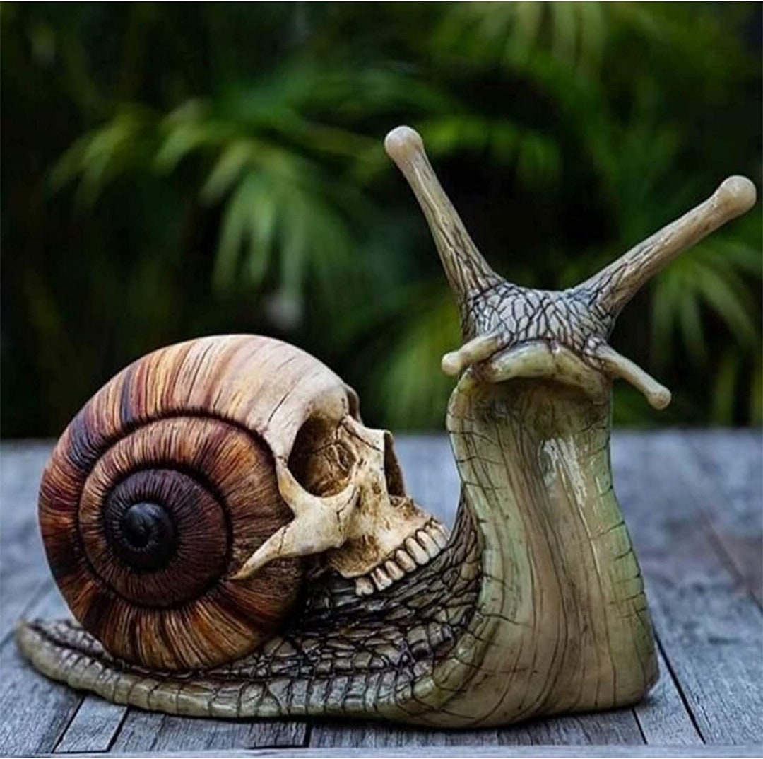 Halloween Skeleton Snail Resin Crafts Snail Skull Sculpture Etsy