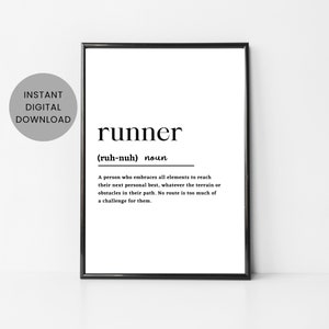 Runner Definition Print, Marathon Runner Gift, Athletics Art, Running Lover Gift, INSTANT DOWNLOAD, Running Quote Print, DIGITAL Download,