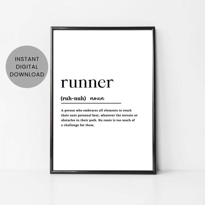 Runner Definition Print, Marathon Runner Gift, Athletics Art, Running