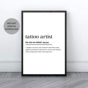 Tattoo Artist Definition Print, Tattoo Artist Print, Tattoo Artist Meaning, Tattoo Artist Gift, Minimal Print, INSTANT DIGITAL DOWNLOAD