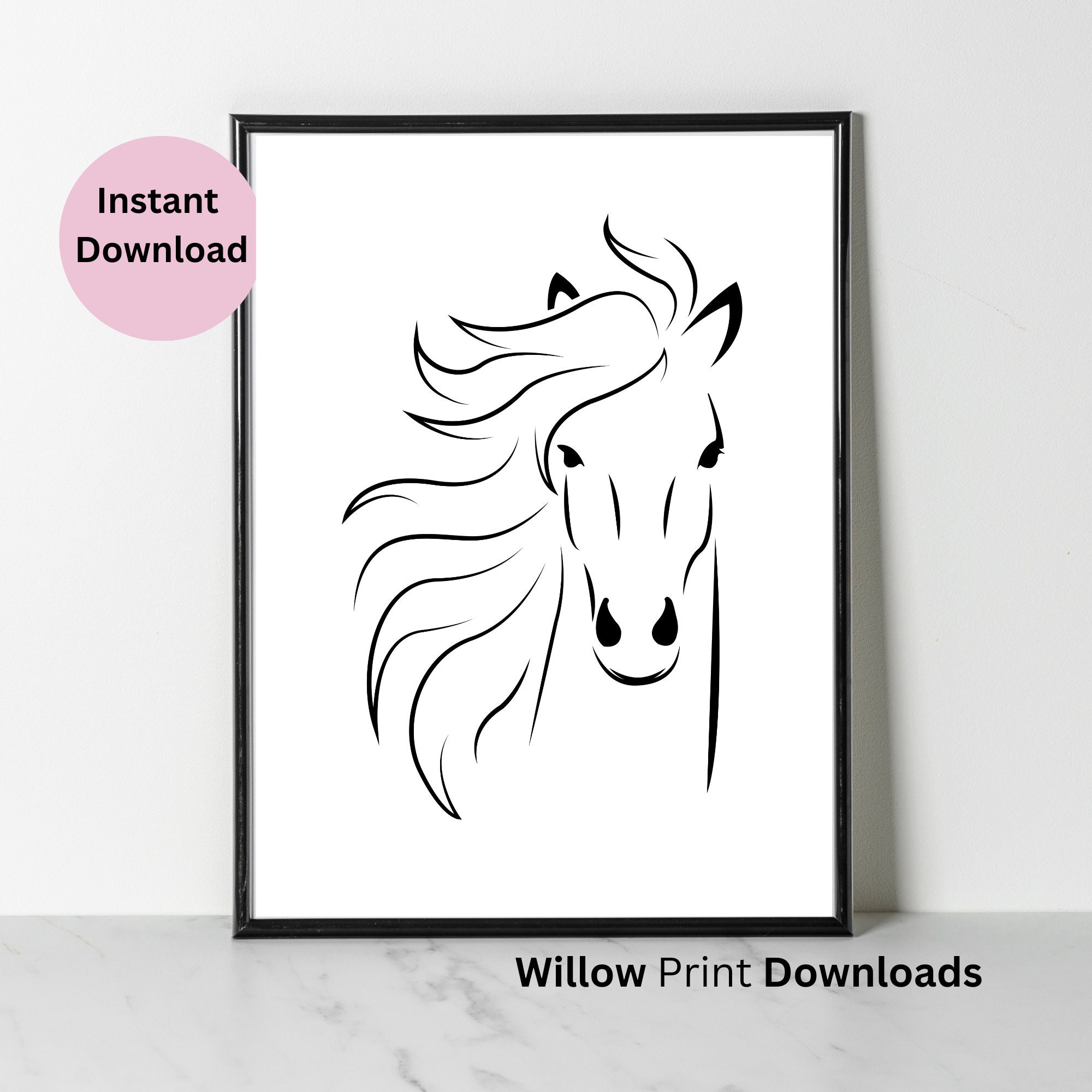 Horse Line Drawing Print, INSTANT DOWNLOAD, Horse Print, Modern Horse ...