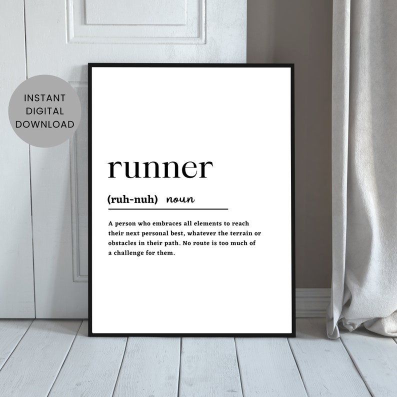 Runner Definition Print, Marathon Runner Gift, Athletics Art, Running