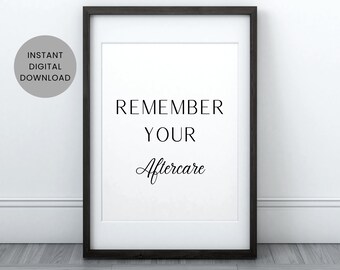 Remember Your Aftercare Print, Salon Print, Décor, Salon Décor, Beauty Prints, Salon Poster, Beauty Room INSTANT DOWNLOAD, DIGITAL Download,