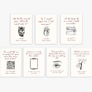 high school english classroom decor; middle school literature wall art bundle; classic book quotes poster printables; english teacher gifts