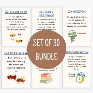 literary devices techniques posters; high school; middle school; english classroom decor; last minute secret Santa Christmas gift