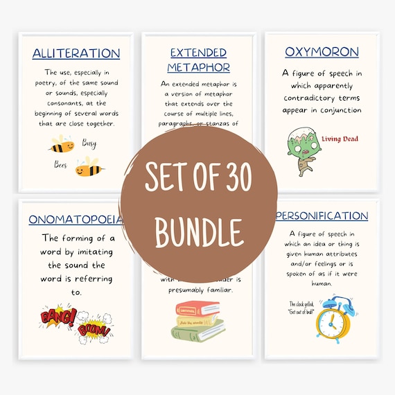 Literary Devices Posters High School Middle School English Etsy