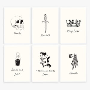 high school secondary english classroom decor; shakespeare plays posters; shakespeare prints; english teacher printables; famous author