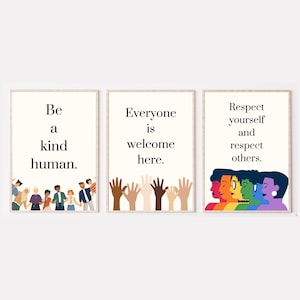 boho inclusive classroom decor; inclusion posters; diversity printables; positive classroom wall art bundle; empower diverse students