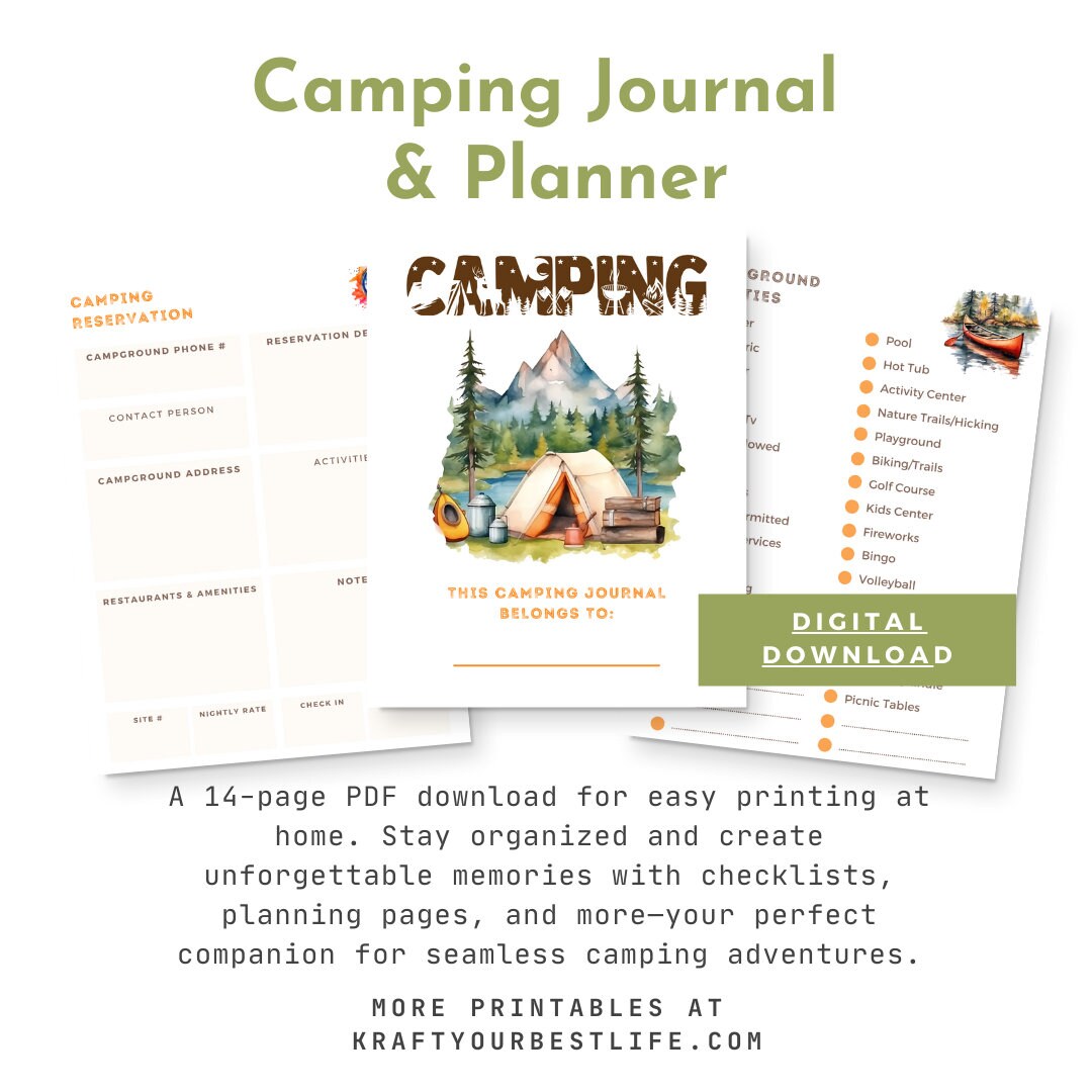 Printable PDF Camping Journal and Planner - Etsy