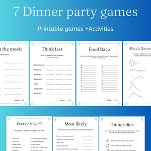 7 Printable Dinner Party Games|Dinner Table Party Games|Adult Dinner Party Games|Work Party Game Bundle|Team Building Games|Instant Download