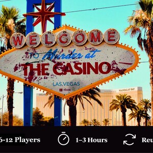 Dinner party - Murder mystery game - Murder at the Casino/Role Playing Game/dinner activity/6-12 Players/Instant Download