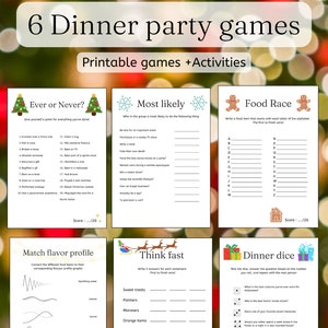 6 Printable Dinner Party Games|X-mas Dinner Games|Holidays activity| Family Game Bundle|Instant Download