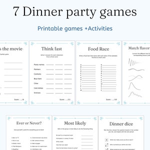 7 Printable Dinner Party Games|Dinner Table Party Games|Adult Dinner Party Games|Work Party Game Bundle|Team Building Games|Instant Download