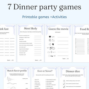 7 Printable Dinner Party Games|Dinner Table Party Games|Adult Dinner Party Games|Work Party Game Bundle|Team Building Games|Instant Download