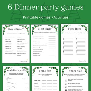 6 Printable Dinner Party Games|X-mas Dinner Games|Holidays activity| Family Game Bundle|Instant Download