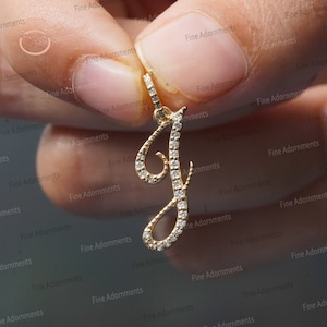 Presente de Dia dos Namorados Sólido 14k Ouro Pequeno J Inicial Pingente Pave Diamante Joias Pingente de Ouro Pingente Unissex Ouro Pave Diamante J Nova Joia