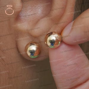 14k Yellow Gold Double Ball Earrings, Double Sided Ball Stud, Handmade Jewelry Gift For Her, Gold Front Back Earrings, Big Small Ball Stud