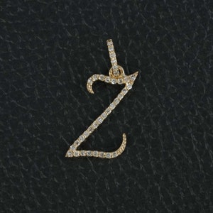 Sólido 14k amarelo ouro pingente novo design y, z inicial jóias alfabeto pingente amarelo y, z pingente pavimentar diamante carta jóias
