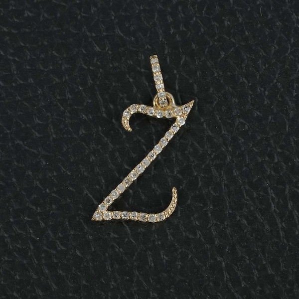 Solid 14k Yellow Gold Pendant New Design Y,Z Initial Jewelry Alphabet Pendant Yellow Y,Z Pendant Pave Diamond Letter Jewelry