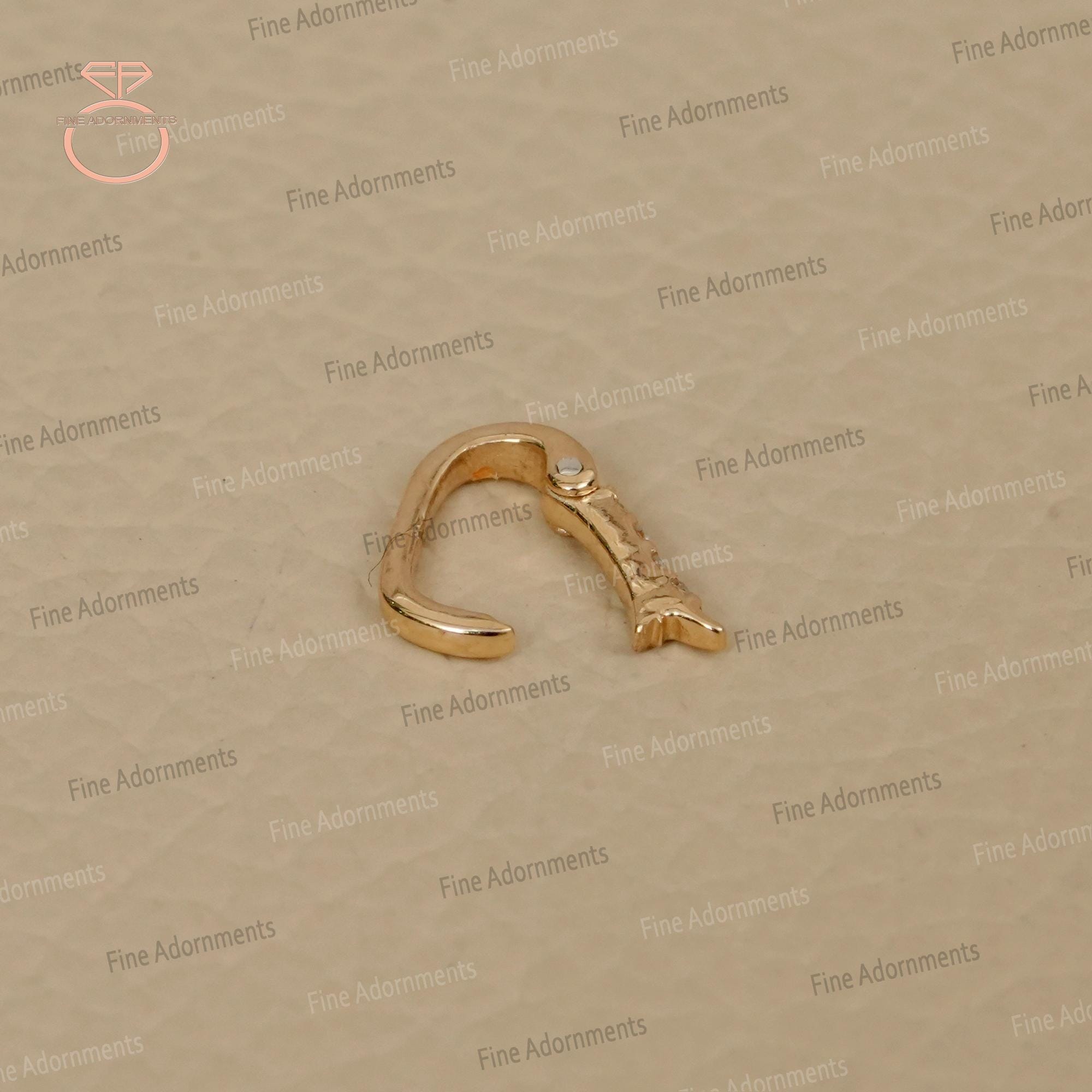 Solid 14K Yellow Gold Carabiner Finding Enhancer Lock Pave Diamond ...