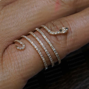 Pave Diamond Solid 14k Rose Gold Snake Ring New Design Band Snake Jewelry Unisex Ring Wholesale Gift For Her Pave Diamond Band Jewelry
