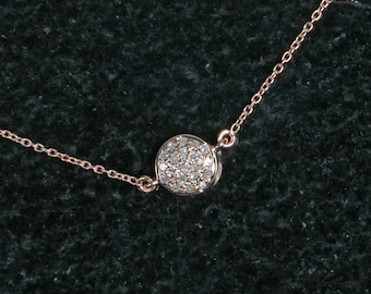 Solide 14k Or Disque Charme Chaîne Bracelet Solide 14k Rose Or Pave Véritable Diamant Bijoux Bracelet Pour Demoiselle D'honneur Idées Cadeaux Charme Bijoux