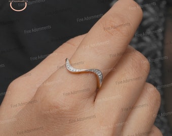 Solid 18k Yellow Gold Ring Pave Diamond Jewelry Statement Gold Diamond Minimalist Ring Handmade Band Jewelry Stackable Thin Ring New Design