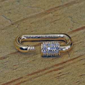Solid 14k Yellow Gold Finding Jewelry Connector Openable Carabiner Finding Pave Diamond Jewelry Making New Handmade Carabiner Finding 15 MM