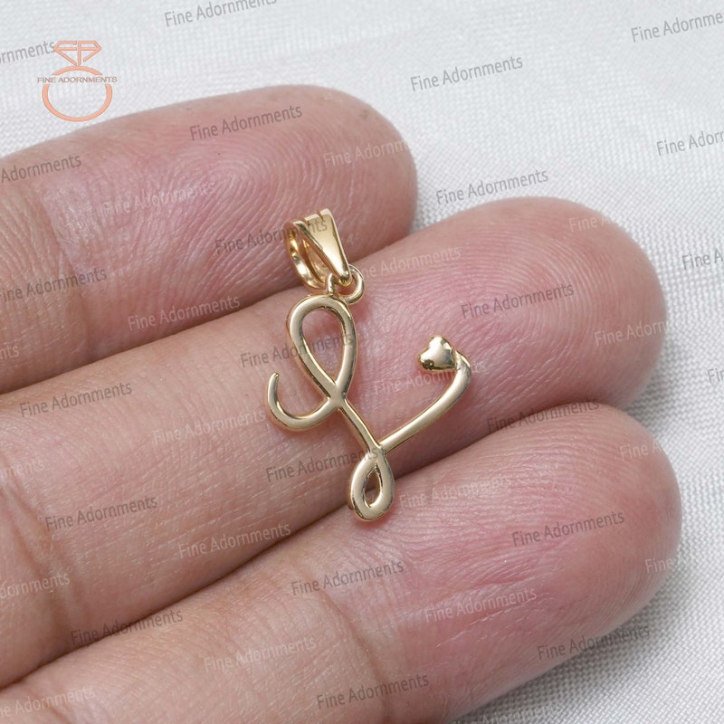 Letter 'L' Initials Pendant Necklace in 18k Gold main image 1