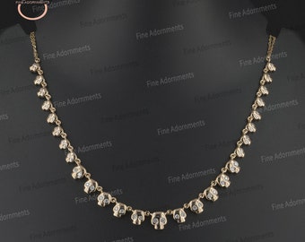 14k Yellow Gold Skull Necklace Pave Diamond Jewelry Gothic Skull Chain Necklace Halloween gift Handmade Gold Diamond Charm Latest Jewelry