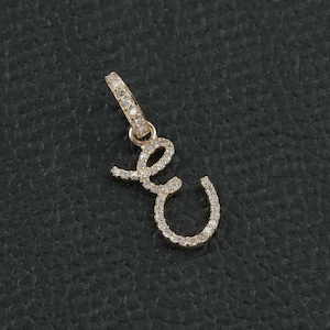 Massivt 14k gult guld E initialhänge Pave diamantsmycken Charm alfabetshänge Julrea 15 x 10 MM litet E-hänge