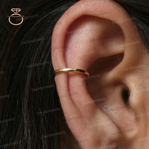 Solid 14k Gold Conch Ear Cuff Earrings No Piecing Cuff Jewelry Minimalist Hoop Ear Cuff Tinny Jewelry Gift For Her Cartilage Cuff Earrings