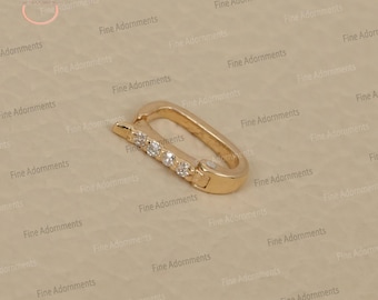 Solid 14K Yellow Gold Carabiner Finding Enhancer Lock Pave Diamond Clasp Jewelry Handmade Gold Diamond Finding Minimalist Jewelry Connector