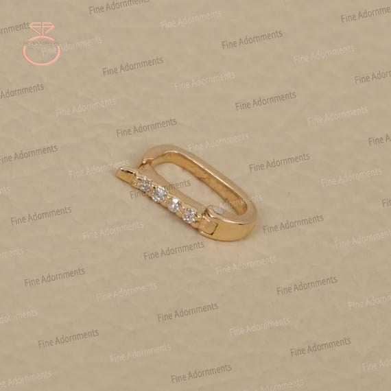 Solid 14K Yellow Gold Carabiner Finding Enhancer Lock Pave Diamond Clasp Jewelry Handmade Gold Diamond Finding Minimalist Jewelry Connector